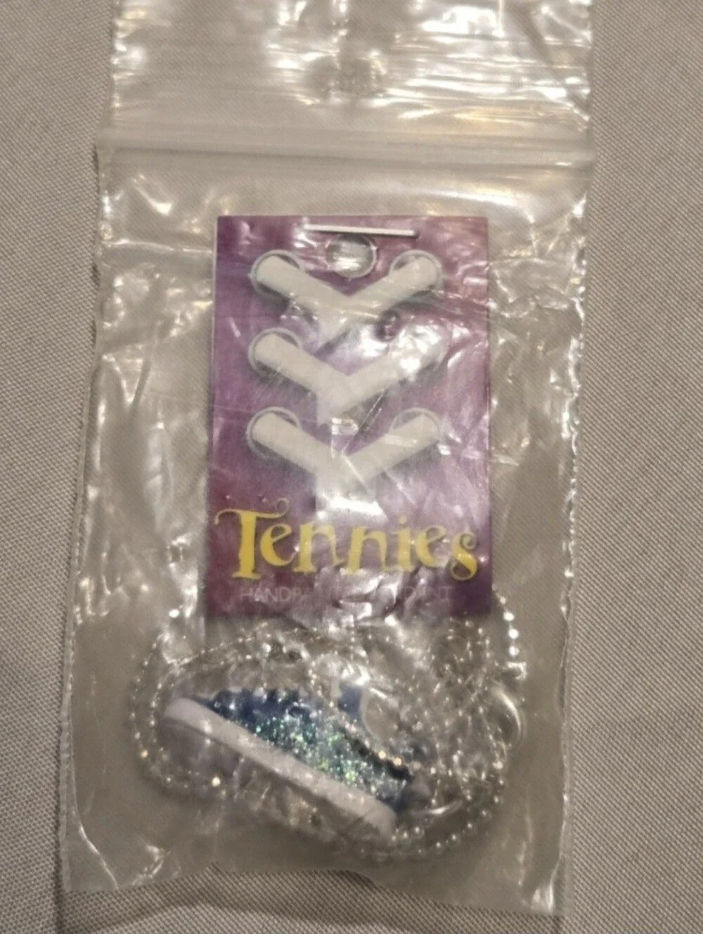 Kids Blue Glitter Sneaker Charm Necklace - Unbranded